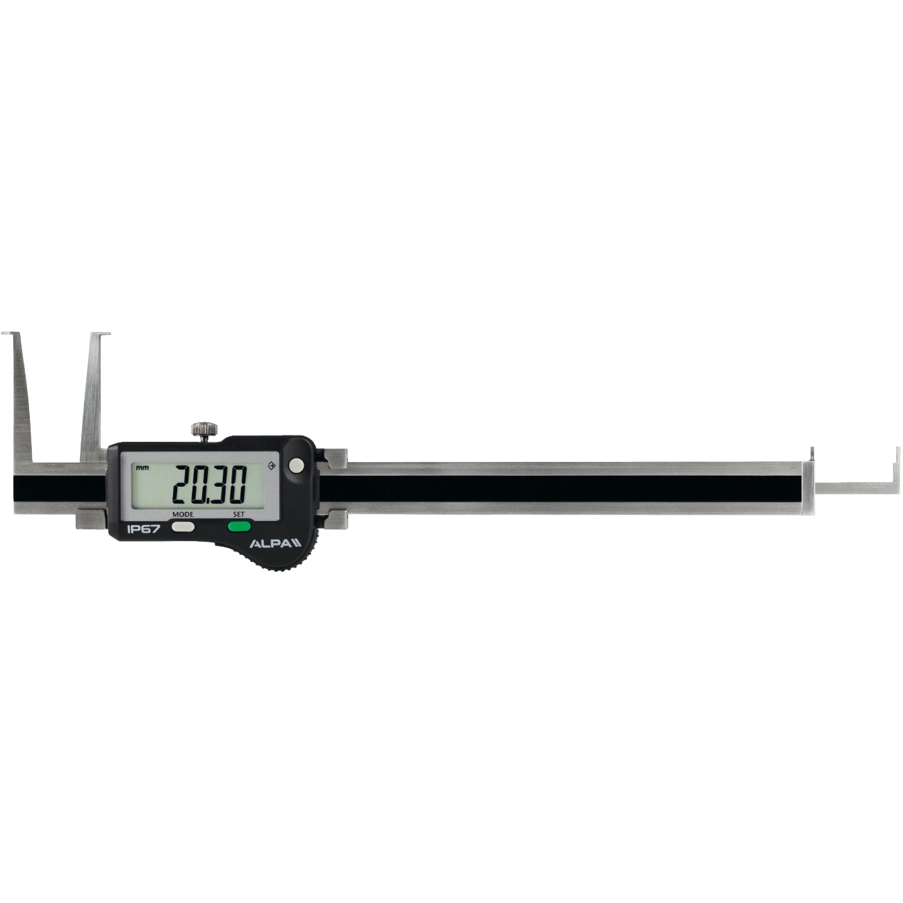 Digital slide caliper for measuring grooves and channels IP67 ALPA